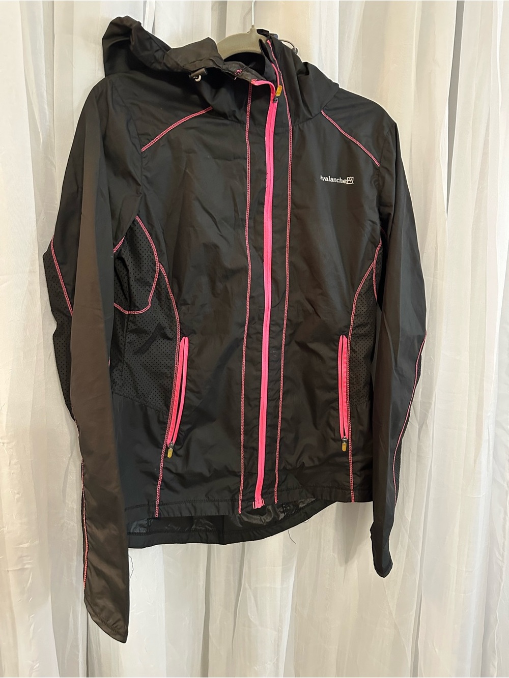 Avalanche Black Women's Hooded Rain Jacket with Pink Trim - Picture 2 of 13